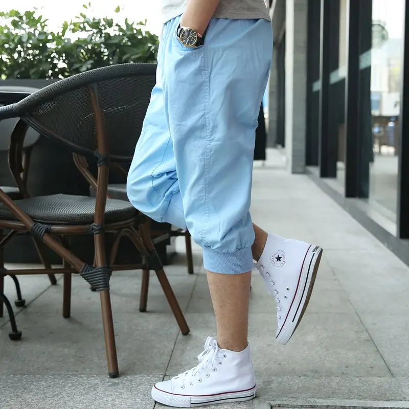 HEARUJOY  -  Casual Cropped Pants Men's Small Feet Casual Pants Cotton Shorts Versatile Loose Sports Harem Pants
