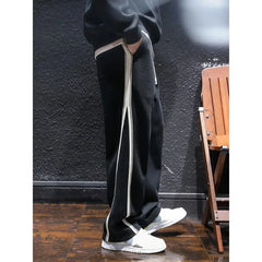 HEARUJOY  -  Spring Autumn Fashion Elastic Waist Striped Casual Men's Clothing Straight Loose Pocket High Waist Drawstring Trend Cargo Pants
