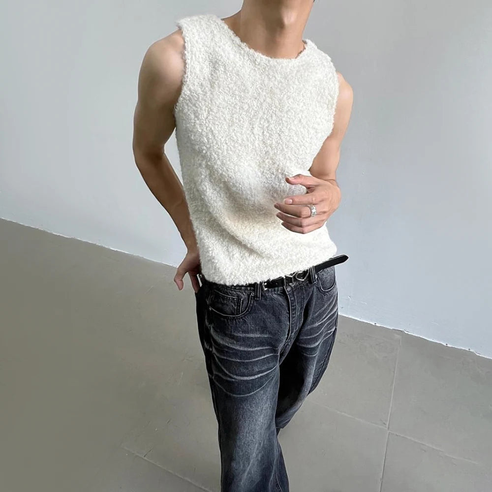 HEARUJOY  -  Mens Sexy Slim Shearling Vest 2025 New Genderless Fashion Youth Trend Versatile Comfortable Solid Color Simple Tank Top Unisex