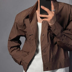 HEARUJOY  -  Mens Suits Casual Commuting Business Short Jacket Trousers Autumn Japanese Simple Solid Color Two-Piece Suit Men'S Clothing