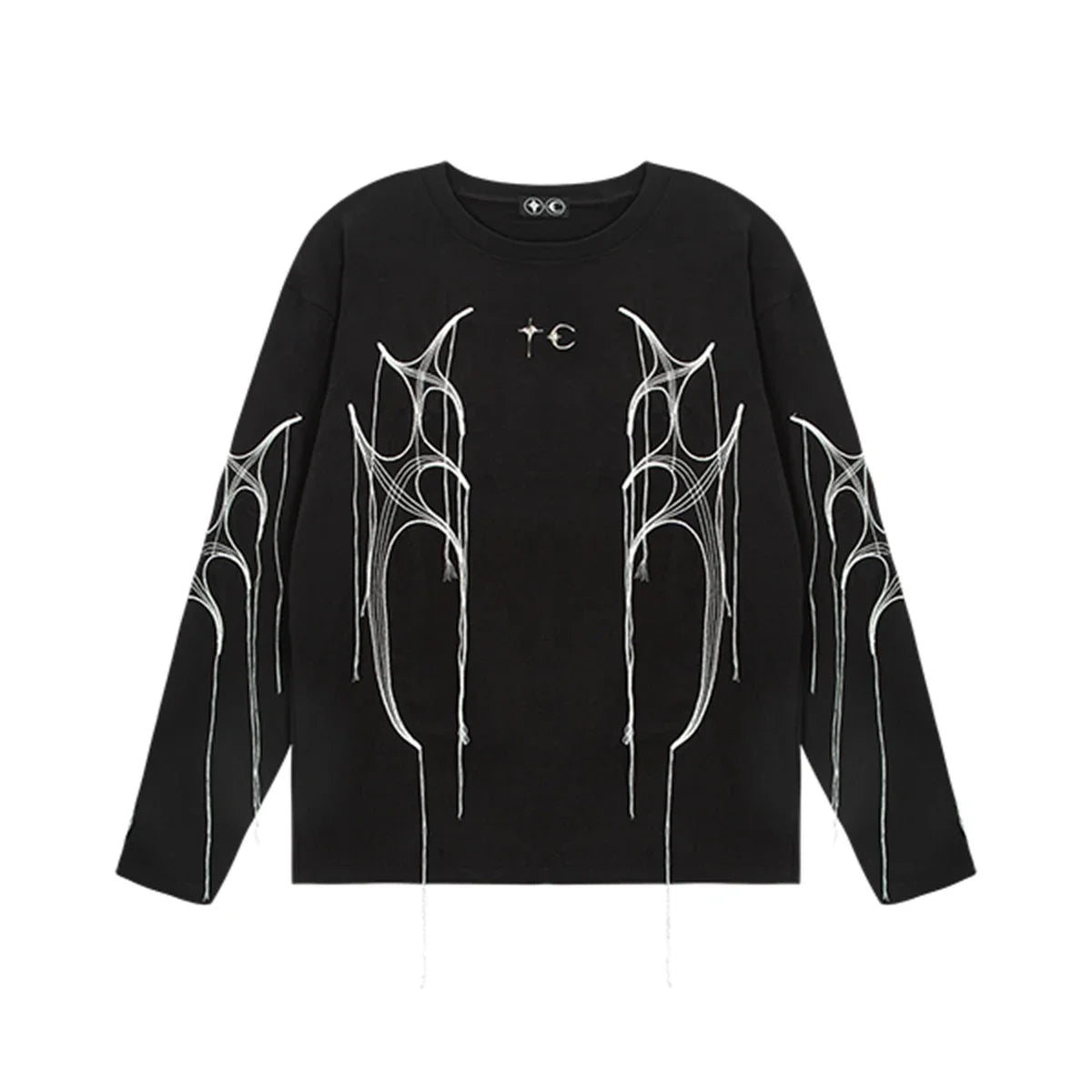 Hearujoy High Street Embroidery Tassel Crew Neck Sweatshirts for Men and Women Pullover Casual Sudaderas Oversized Baggy Fall Hoodies
