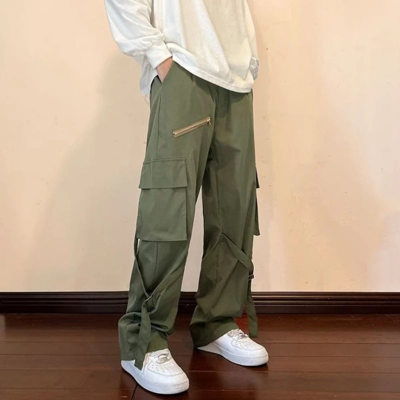 HEARUJOY  -  Spring Summer Multi Pocket Straight Cargo Pants for Men Designer Techwear Korean Style Luxury New in Casual Baggy Trousers Man