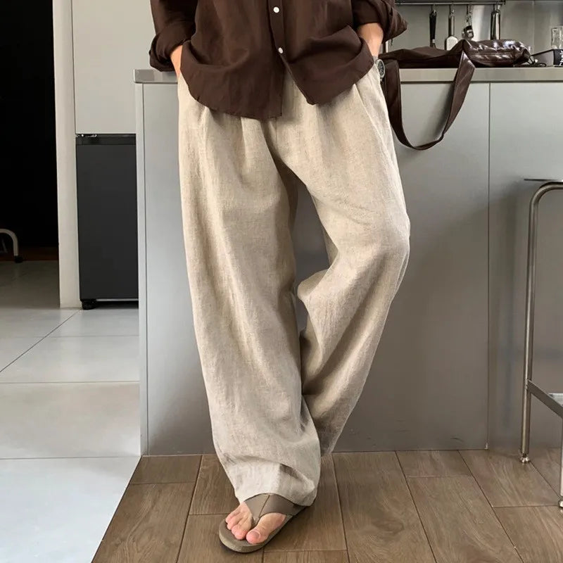 HEARUJOY  -  New Japanese Retro Men Casual Pants Luxury Draped Wide Leg Leisure Solid Color Straight Trousers High Quality Elegant Sweatpants