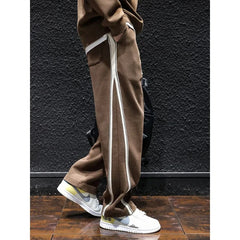 HEARUJOY  -  Spring Autumn Fashion Elastic Waist Striped Casual Men's Clothing Straight Loose Pocket High Waist Drawstring Trend Cargo Pants