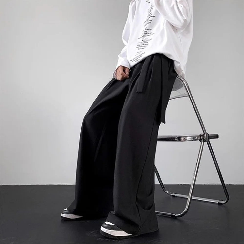 HEARUJOY  -  Mens Y2k Japanese Belt Casual Trousers Streetwear Daily Niche Personality Versatile Comfortable Straight Pants