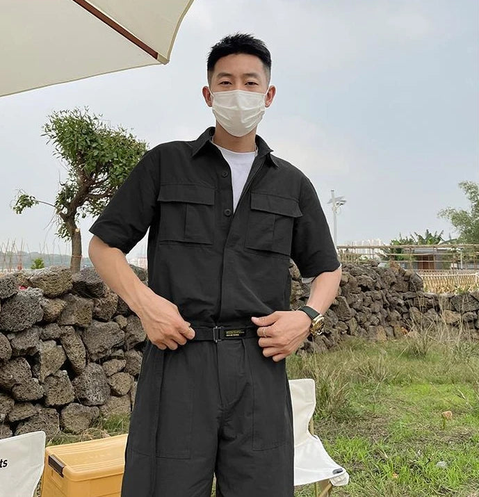 HEARUJOY  -  Male Shirts Trousers Sets Plain Green Men's Pants Set Essential Luxury Fashion Man 2025 Loose Kpop Novelty in Trends Costumes