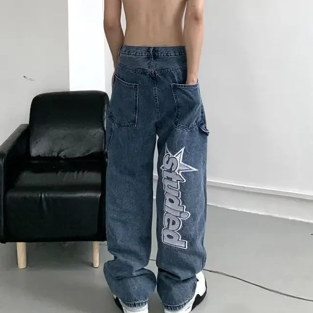Hearujoy New American Cargo Pants Women High Waisted Baggy Jeans Retro Street Harajuku Couples Y2K Style Mopping Pants Youth Clothing
