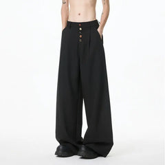 HEARUJOY  -  Brown Black Suit Pants Men Oversized Fashion Society Mens Dress Pants Korean Loose Wide Leg Pants Mens Office Formal Trousers