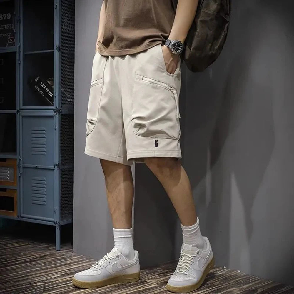 Hearujoy Summer Thin Cargo Shorts Men's Fashionable Sports Casual Medium Pants Loose Straight Versatile Quarter Pants Men