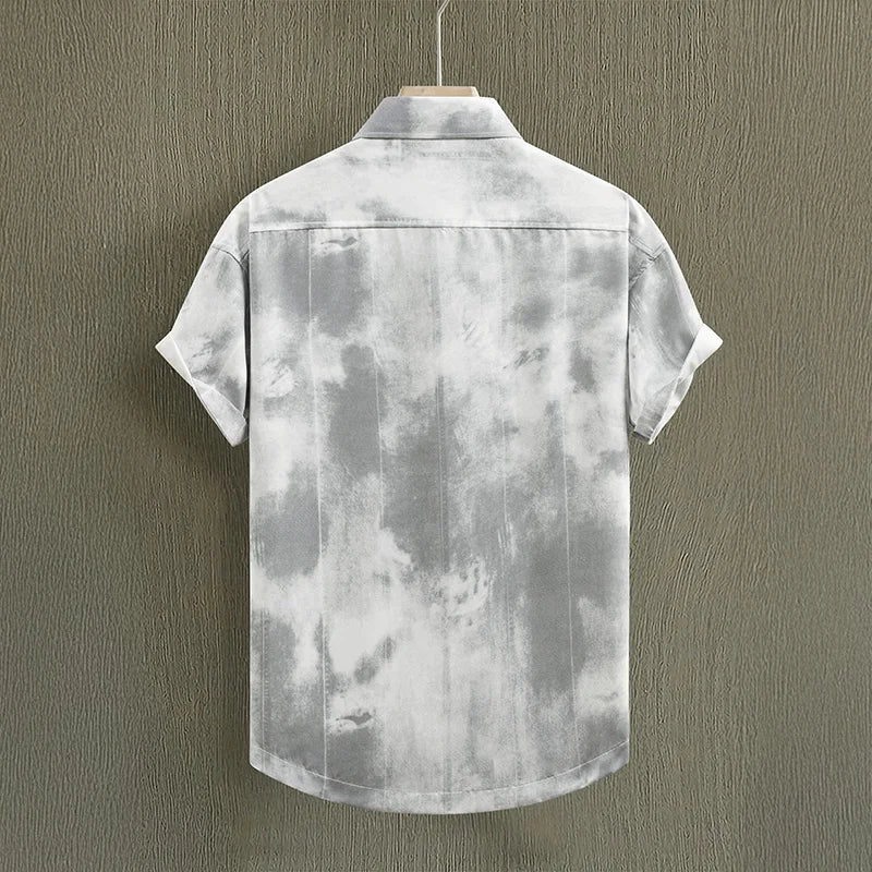 HEARUJOY  -  Men's Summer Short Sleeve Tie Dye Shirt Thin Beach Shirt Beach Men Clothing Turtle Neck Polo Shirt for Men Casual Top Tees