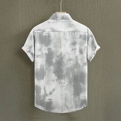 HEARUJOY  -  Men's Summer Short Sleeve Tie Dye Shirt Thin Beach Shirt Beach Men Clothing Turtle Neck Polo Shirt for Men Casual Top Tees