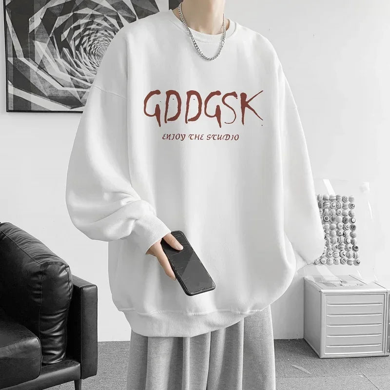 HEARUJOY  -  Men's Oversized Hoodie White 5XL Unisex Autumn Over Size Hoodies for Men Letter Print Man Casual Wear Hoody Male Sweatshirt