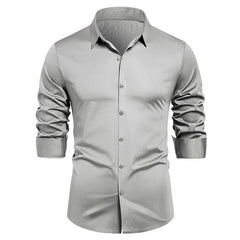 HEARUJOY  -  Men's Elastic Spring and Autumn New Long Sleeve Shirt Anti-wrinkle Free Ironing Business Comfort Breathable Slim Men Dress Shirt