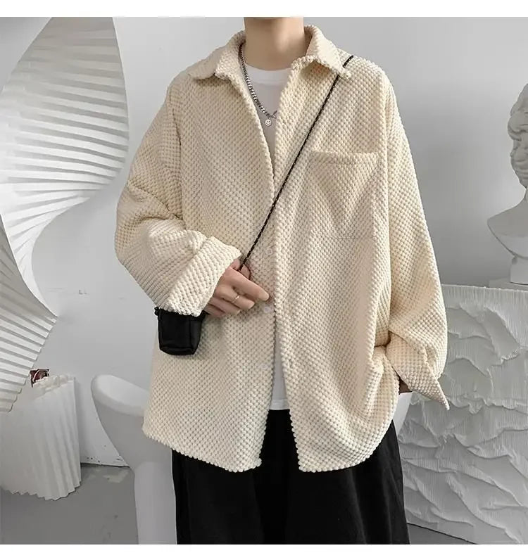 HEARUJOY  -  New Men's Corduroy Shirt Jacket Handsome Long-sleeved Top