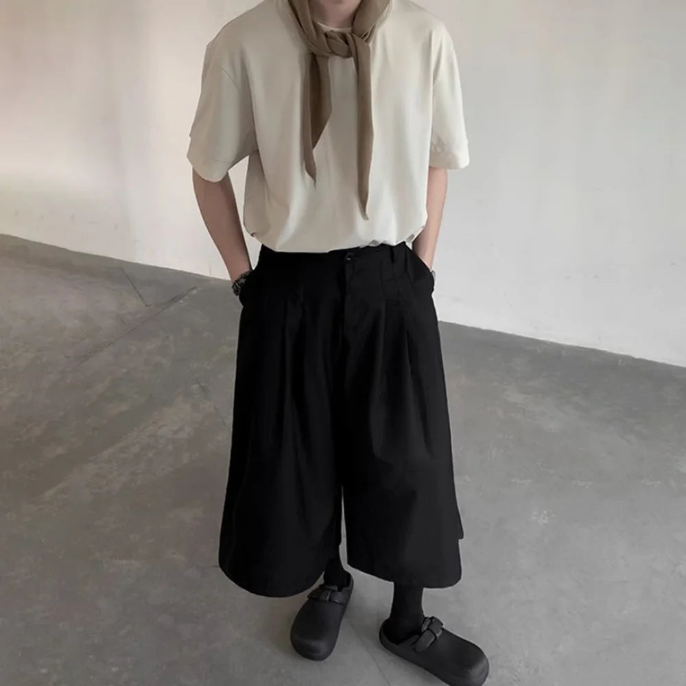 HEARUJOY  -  Gothic Dark Casual Culottes Spring Japanese Harajuku Streetwear Elegant Daily Business Office Fashion Wide Leg Pants Unisex