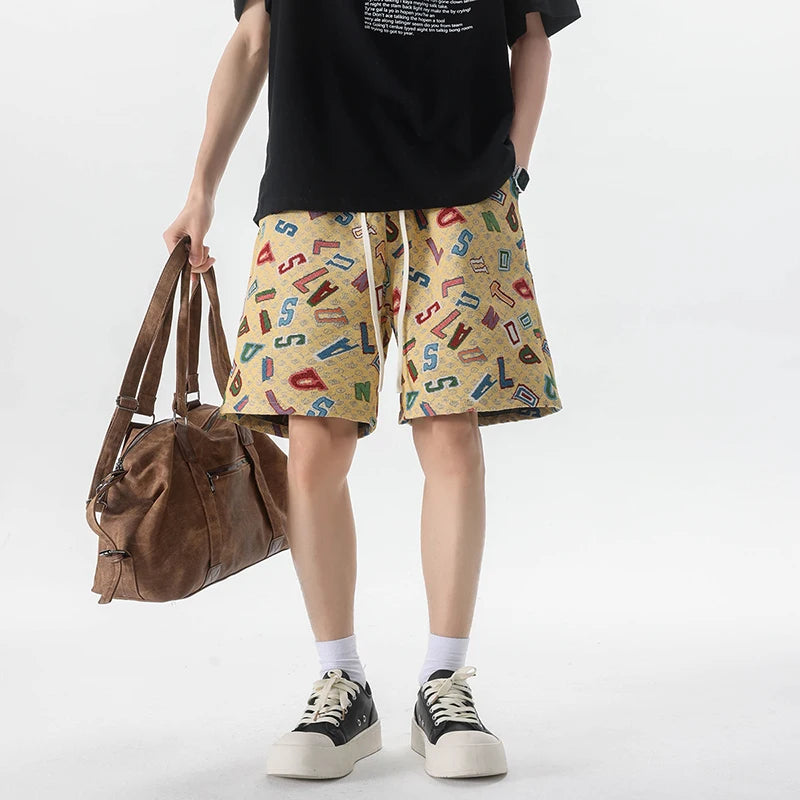 HEARUJOY  -  Summer Men Shorts Harajuku Casual Print Short Pants Beach Shorts patchwork Print Sports shorts Five Points Shorts