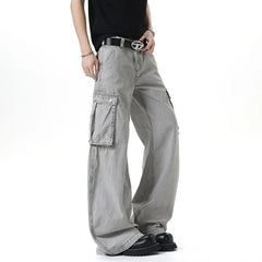 HEARUJOY  -  New Summer Men's Pant Solid Color Washing American Style Lager Multi-pocket Cargo Trousets Wide Leg Male Bottom 2025 9W3478