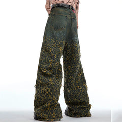 Hearujoy American High Street Irregular Hole Jeans Straight Casual Pants Vintage Wide Leg Male Trousers Fashion 24E1290