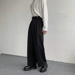 HEARUJOY  -  Korean Black Suit Pants Men Oversized Fashion Social Mens Dress Pants Loose Straight Wide Leg Pants Mens Office Formal Trousers