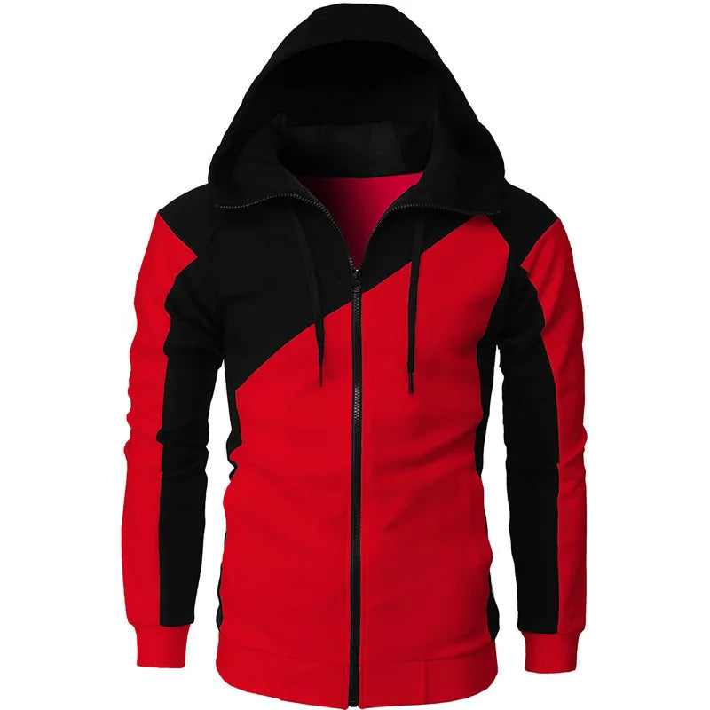 HEARUJOY  -  Color Block Hooded Men Slim Fit Sweatshirt Casual Fashion Long Sleeve Sporty Jacket Stylish Outerwear For Men Trendy Streetwear