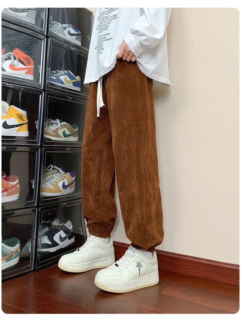 HEARUJOY  -  Autumn New Corduroy Joggers Men Baggy Harem Pants Korean Fashion Men Jogging Sweatpants Woman Casual Trousers Streetwear Men