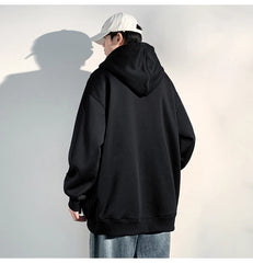 HEARUJOY  -  Spring Autumn Men's Zipper Hoodies Streetwear Casual Jacket Male Solid Color Loose Sweatshirts Simple Hooded Coats