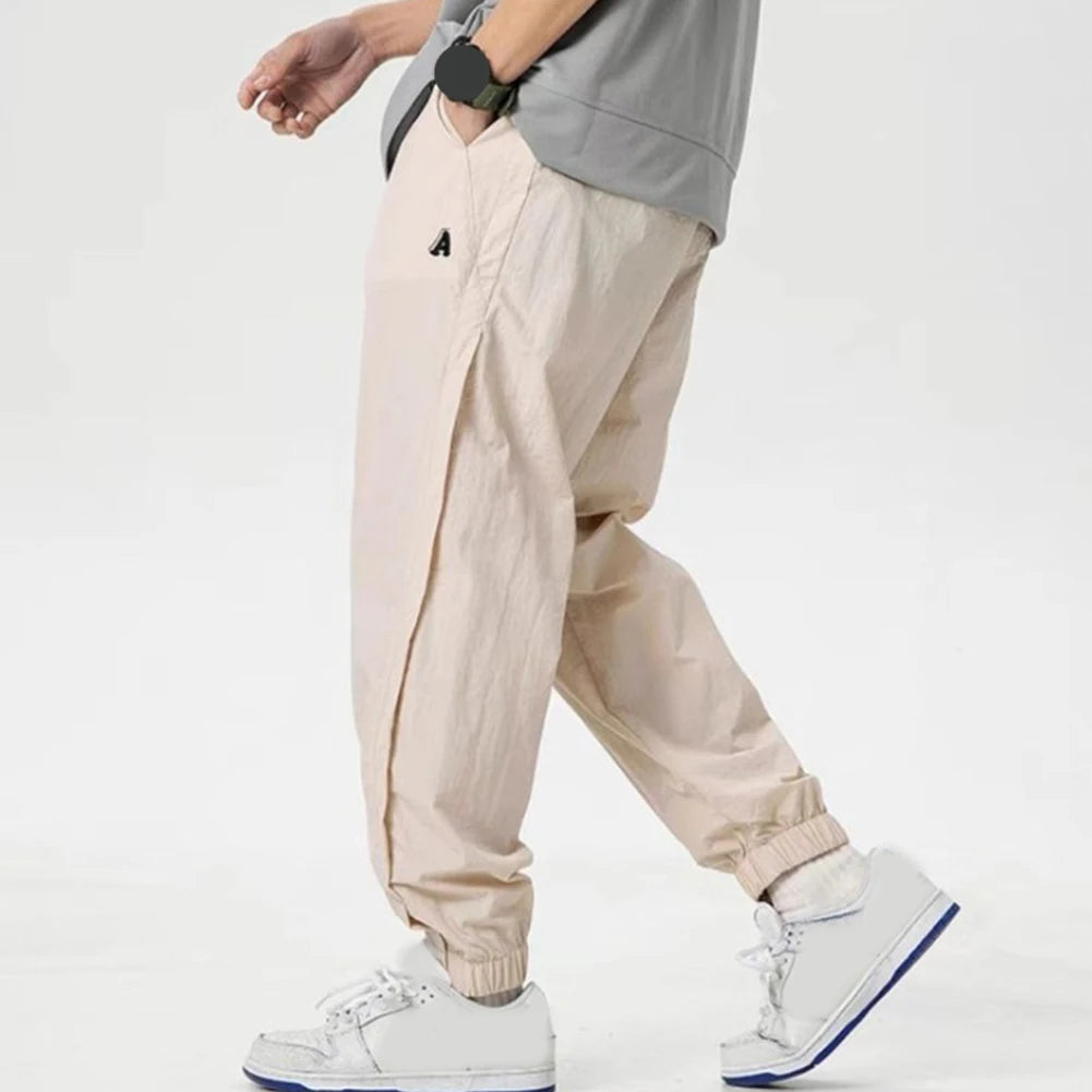 HEARUJOY  -  Men Multi Pocket Cargo Pants Casual Loose Trousers Thin Sport Simple Solid Color Medium Waist Shorts