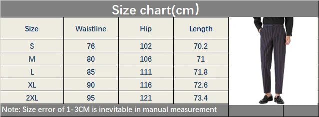HEARUJOY  -  Men's Spring and Fall New Fashion Striped Business Casual Nine Straight Leg Suit Pants