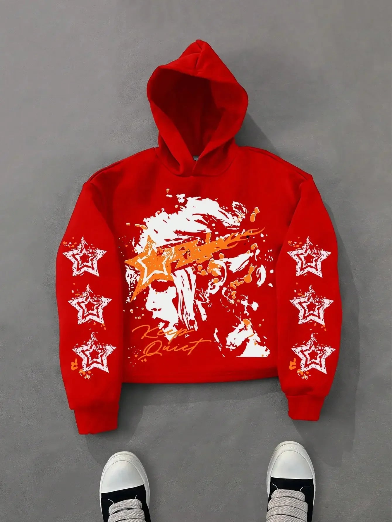 Hearujoy Hip hop street vintage letter star print hoodie men y2k Brother Harajuku fashion trend couple casual loose oversized sweatshirt