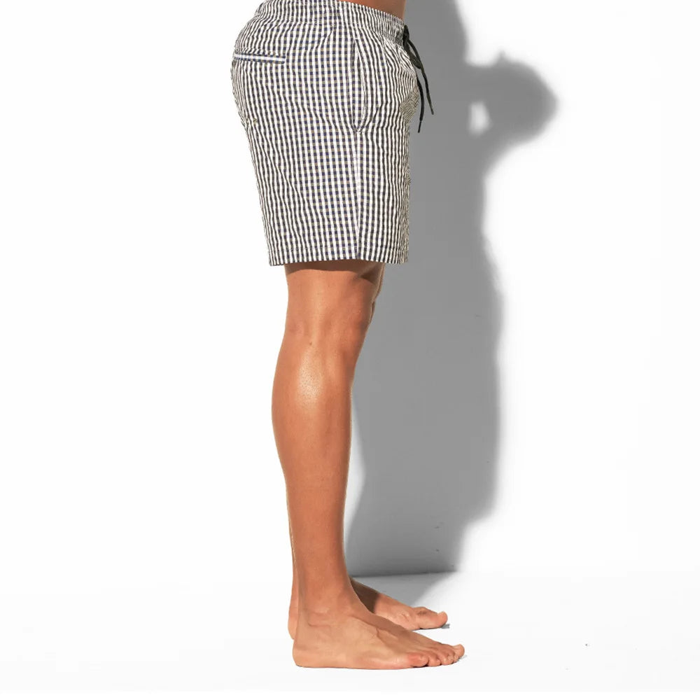 HEARUJOY  -  Mens Swimming Trunks Plaid Lined Beach Vacation Casual Shorts Summer Fashion Quick-Drying Breath Pants Men'S Clothing 2025 New
