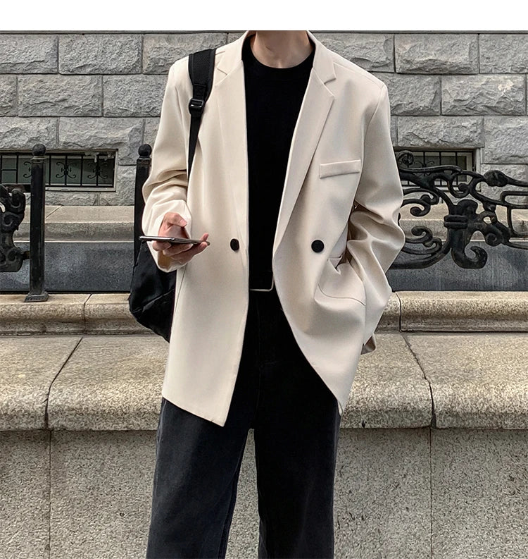 HEARUJOY  -  Spring Summer Men Formal Blazers Men Korean Fashion Loose Casual Dress Jacket Men Harajuku Social Suit Jacket Clothing