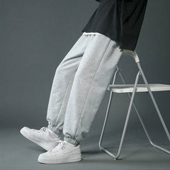 HEARUJOY  -  Autumm Winter Oversized Loose Casual Letter Printing Straight Sweatpants Male Elastic Midi Waist Trend Fashion Pants Men