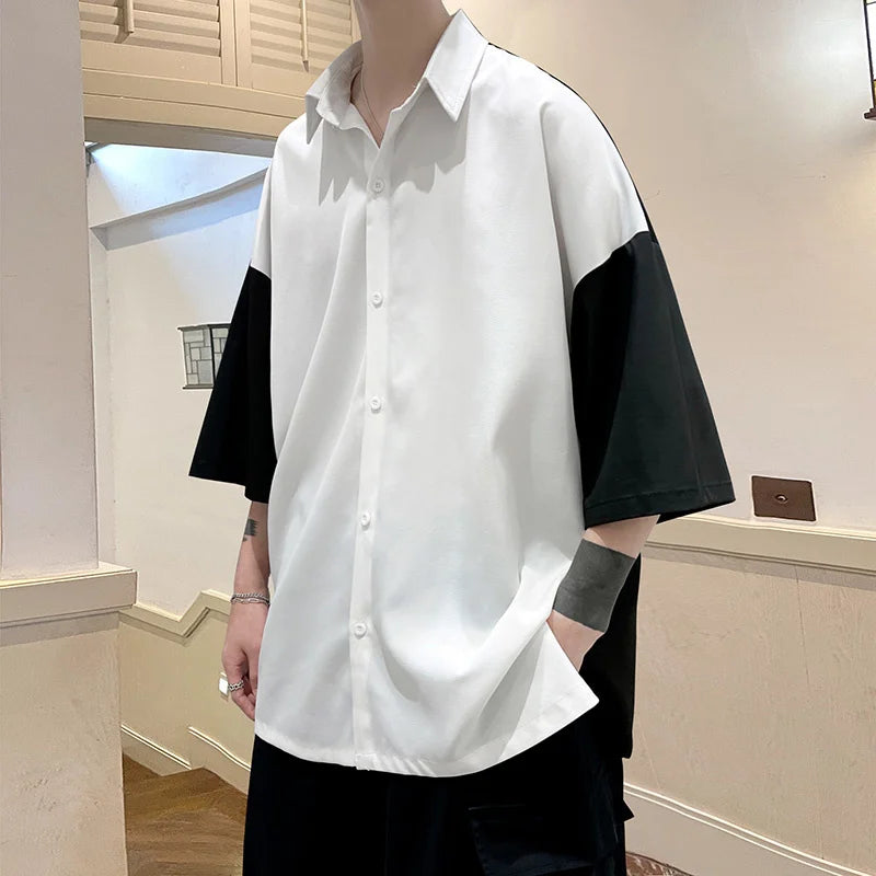 HEARUJOY  -  Summer Short Sleeve Shirt Men Fashion Oversized Ice Silk Shirt Men Streetwear Loose Casual Shirts Mens Hawaiian Shirt M-3XL