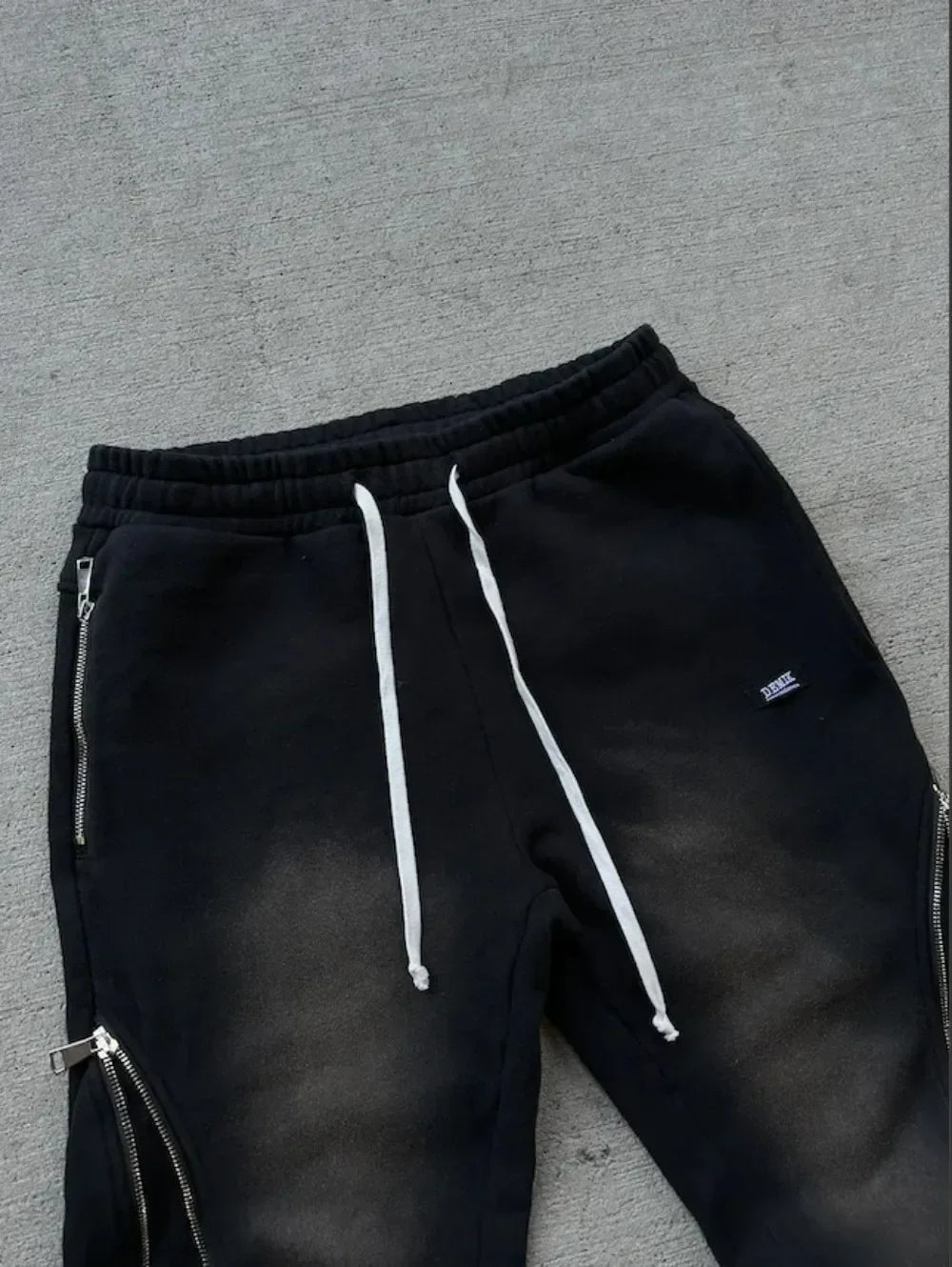 Hearujoy Black new style zipper trousers wide leg two-wear sports street American fashion retro casual washed couple casual pants