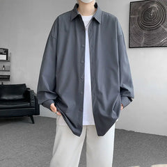 HEARUJOY  -  White Long Sleeved Shirt Men Fashion Black Dress Shirt Men Korean Loose Casual Shirt Mens Office Formal Shirt Large Size 4XL