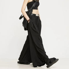 HEARUJOY  -  Y2k Dark Style Thick Fabric Skirt Pants Samurai Pants Hakama Genderless Streetwear Fashion Casual Wide Leg Pants Unisex