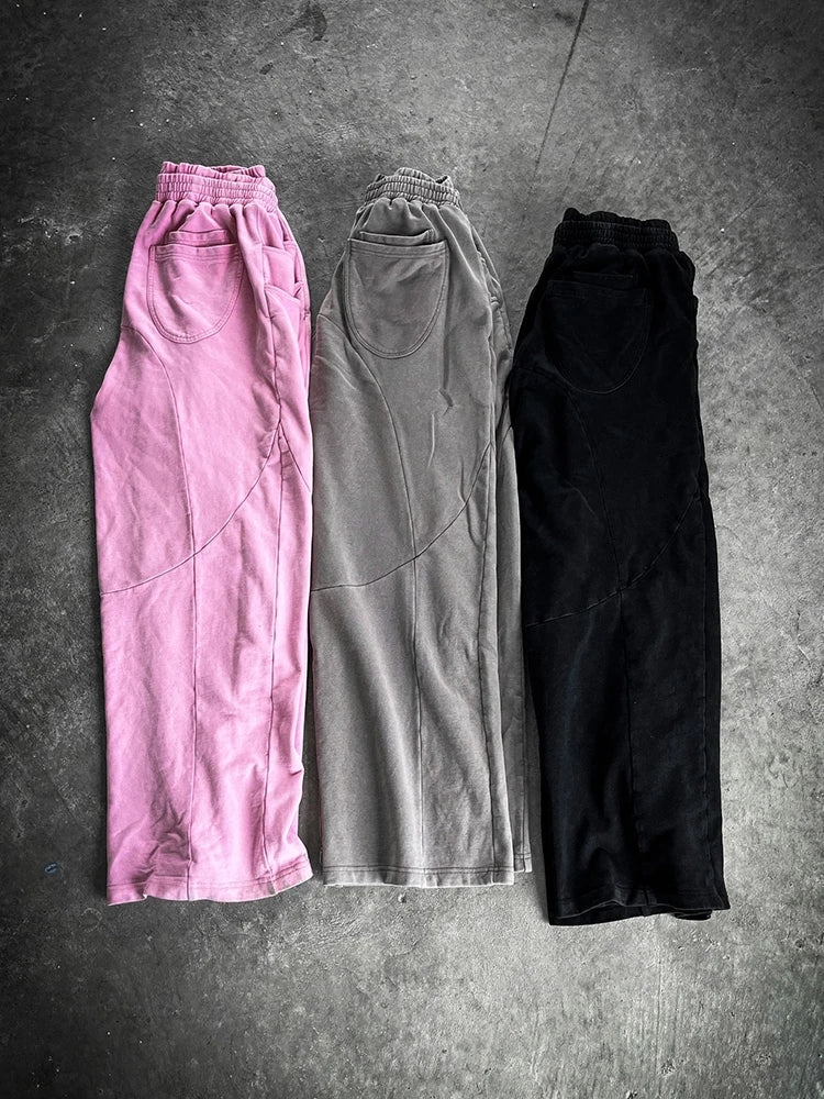 HEARUJOY  -  Outdoor Casual Men's Loose Sweatpants 2025 Autumn Y2K Style Double Waist Drawstring Straight Pants For Men Hip Hop Baggy Pants