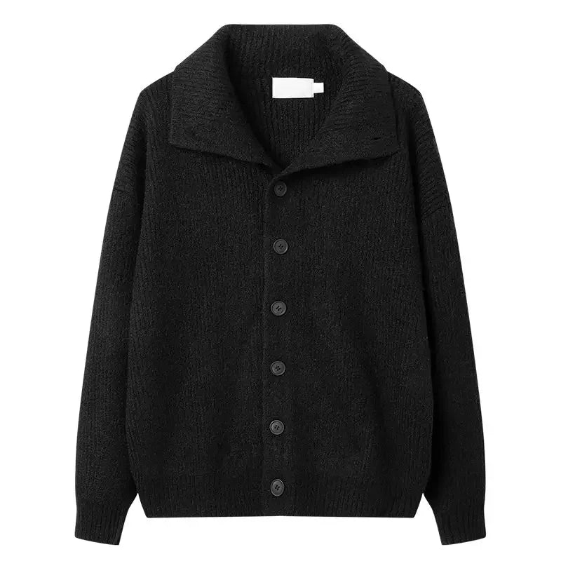 Hearujoy Solid Color Versatile Button Up Cardigan Lapel Sweater Men Women Lazy Style Loose Fitting Couple Casual Turn Down Collar Jacket