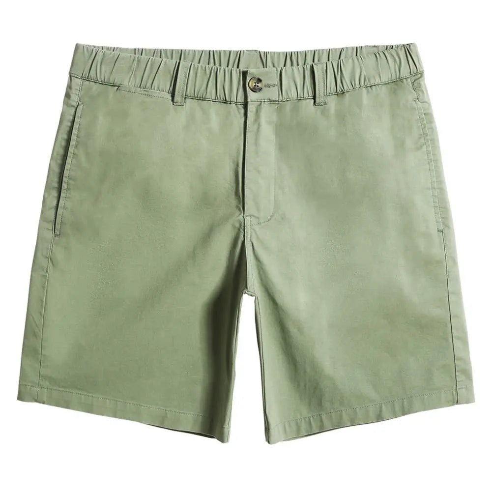 HEARUJOY  -  Men's Classic Fitted Cotton Casual Shorts with Elastic Waistlines and Multiple Pockets for Daily Commuting and Summer Shorts