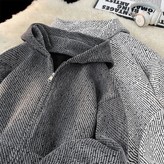 HEARUJOY  -  Y2K Retro Autumn Hoodies For Men and Women Street Hooded Cardigan Long Sleeves Sweatshirts Black Gray Zipper Hoodie 5XL