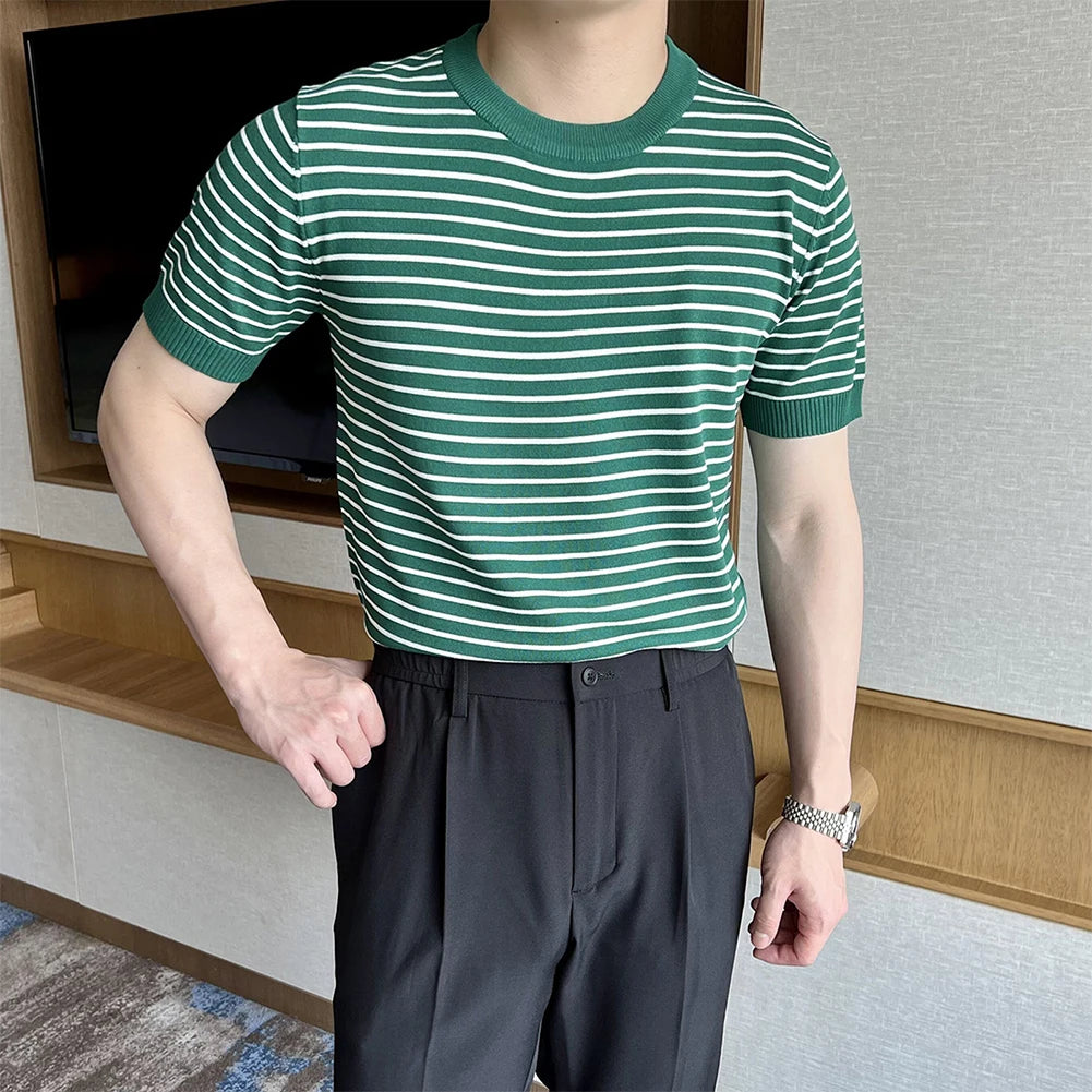 HEARUJOY  -  Crew Neck Blouse Men Korean Style T-shirt Applicable Gender Men Brand New Condition Korean Style Fashion Summer Casual Outfit