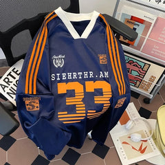 HEARUJOY  -  Spring Summer New American Retro Trendy Sports Jersey Thin Long Sleeve Hoodie Couple Sun Protection Outerwear Casual Loose Fit