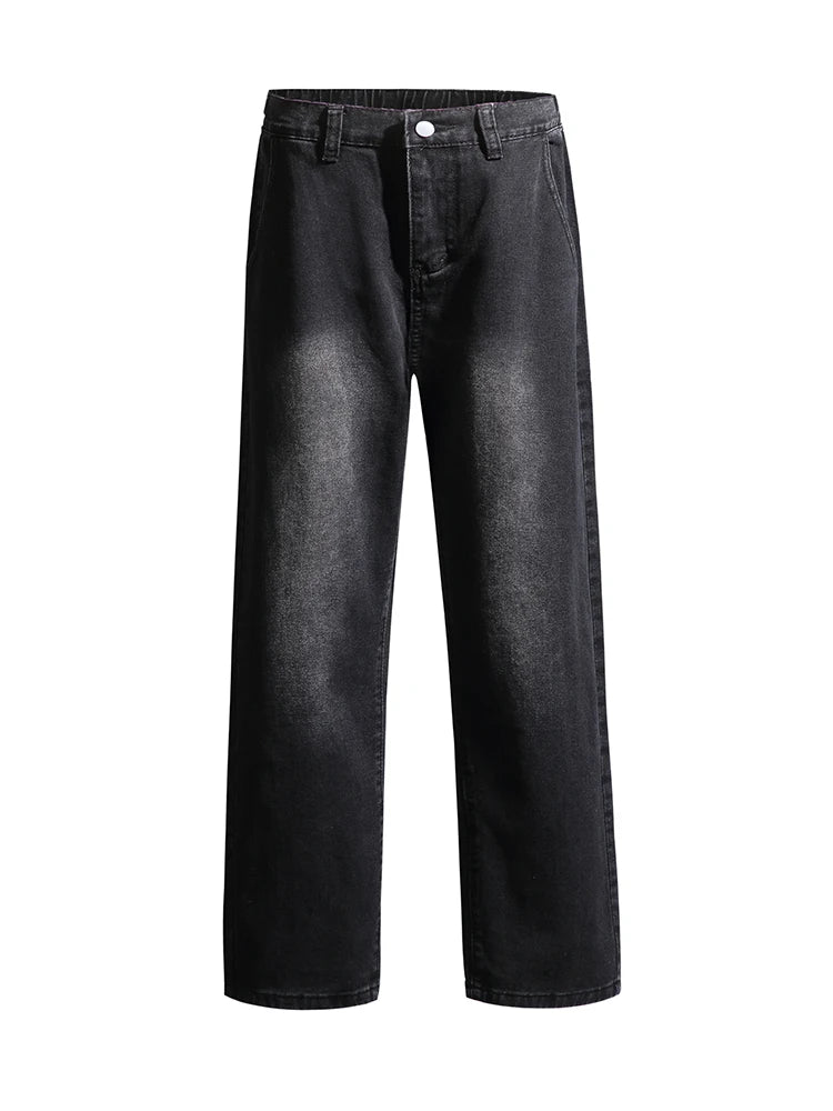HEARUJOY  -  Spring Summer Men's Jeans Korean Fashion Black Blue Wide Leg Denim Pants Loose Straight Jean Trousers