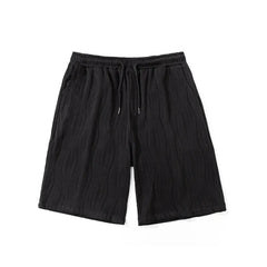 HEARUJOY  -  Summer Shorts Men Fashion Blue Ice Silk Shorts Men Streetwear Hip-hop Loose Pleated Shorts Mens Beach Shorts Plus Size 4XL