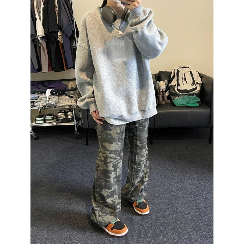 HEARUJOY  -  Men's Oversized Hoodie White 5XL Fashion Hoodies Oversize for Men Funny Print Man Casual Wear Hoody Male Sweatshirt