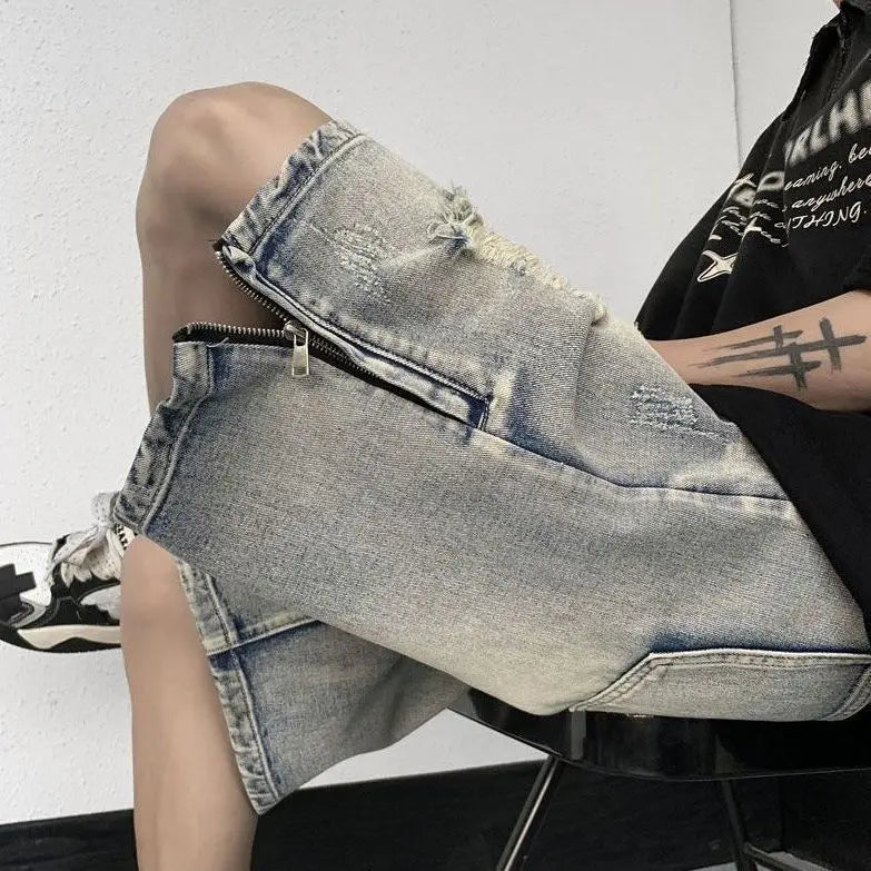 HEARUJOY  -  Men's High Street Ripped Denim Versatile Loose and Handsome Shorts
