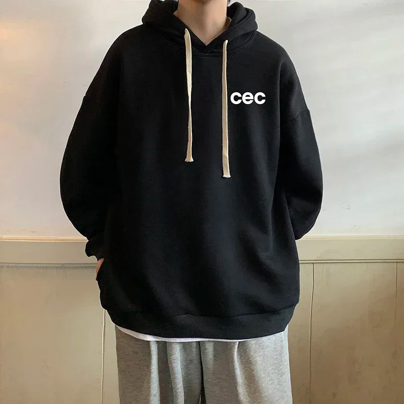 HEARUJOY  -  Men's Oversized Hoodie Off White 5XL Letter Print Hoodies with Hat Over size for Men Man Hoody Casual Wear Male Sweatshirt