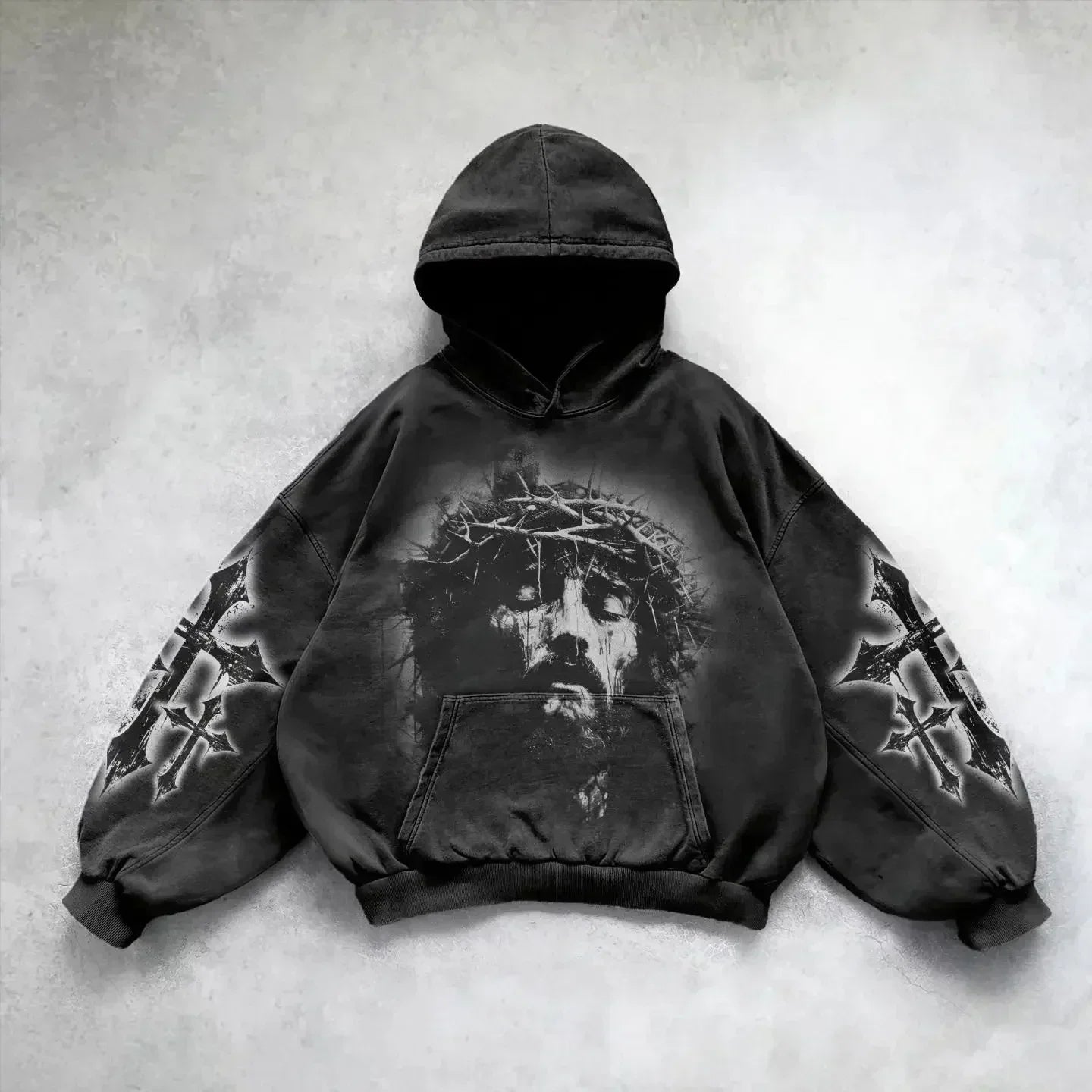 Hearujoy Dark letter devil print hoodie American retro goth fashion loose rock Harajuku versatile couple trend sports y2k top hot sale
