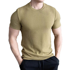 HEARUJOY  -  Casual Daily Wear Outdoor Activities Slim Casual Tops Short Sleeve Tee Men Casual T-shirt New Condition Solid Pattern