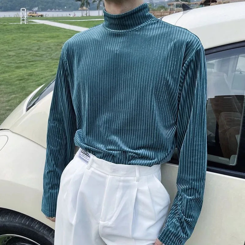 HEARUJOY  -  Half High Collar Male Pullover Tops Streetwear Tee Designer Quality Xl Sweatshirt Aesthetic Emo Normal Xxl Men's T-shirts White